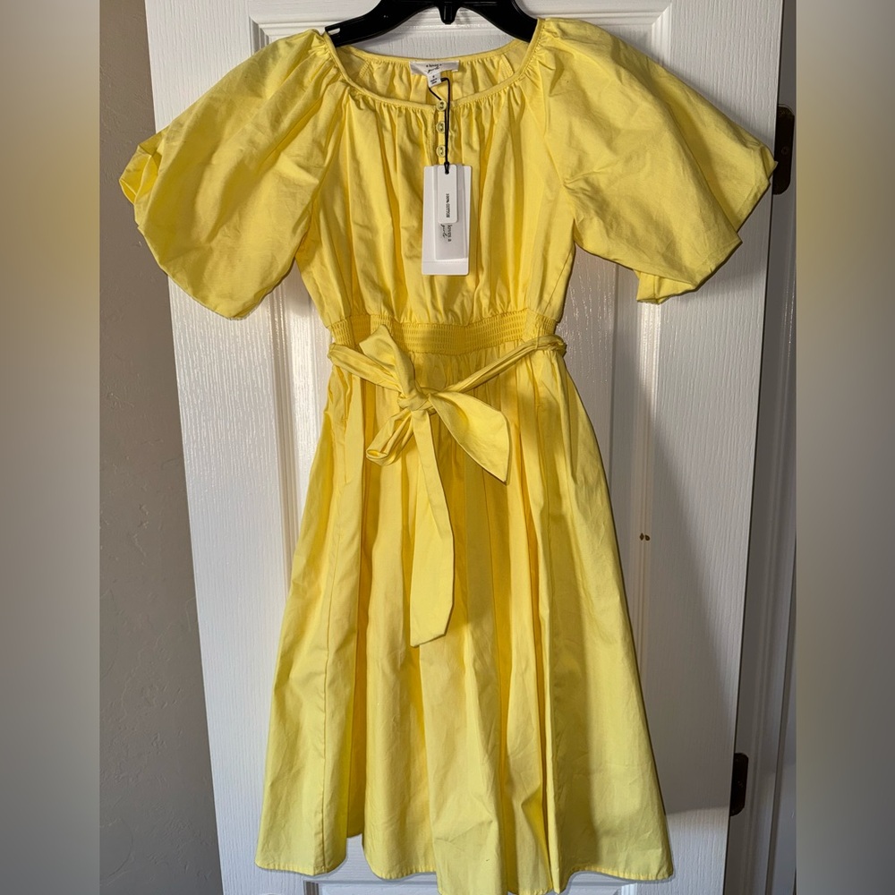 New- A Loves A Girls Yellow Puff Sleeve Scoop Neck Sundress- size S